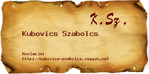 Kubovics Szabolcs névjegykártya